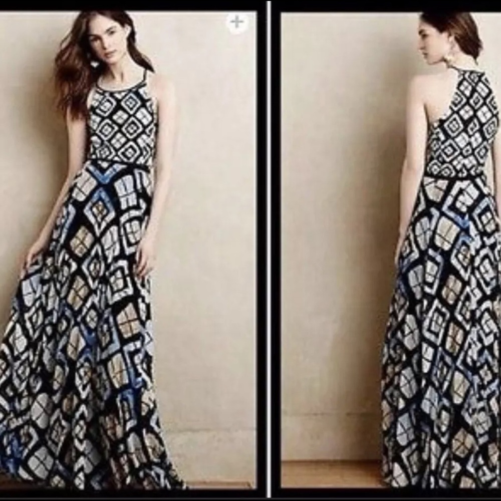 Anthropologie Marisol Patterned Maxi Dress -Size 8
